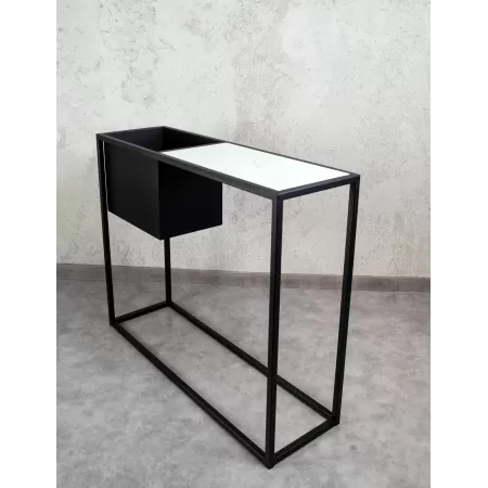 Konsola loftowa z donicą Verde 100×30 cm – Czarna | nowoczesna konsola