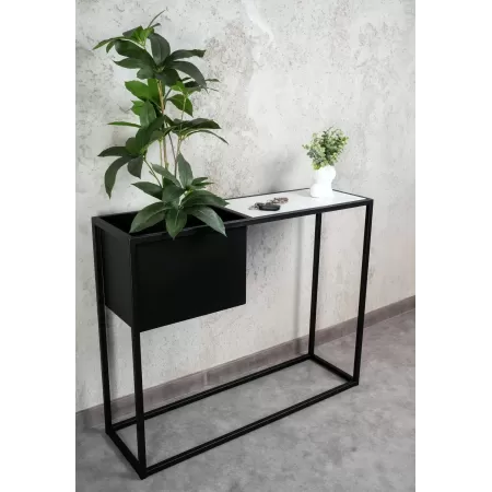 Konsola loftowa z donicą Verde 100×30 cm – Czarna | nowoczesna konsola