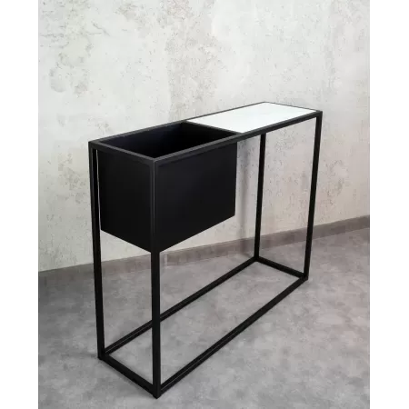 Konsola loftowa z donicą Verde 100×30 cm – Czarna | nowoczesna konsola
