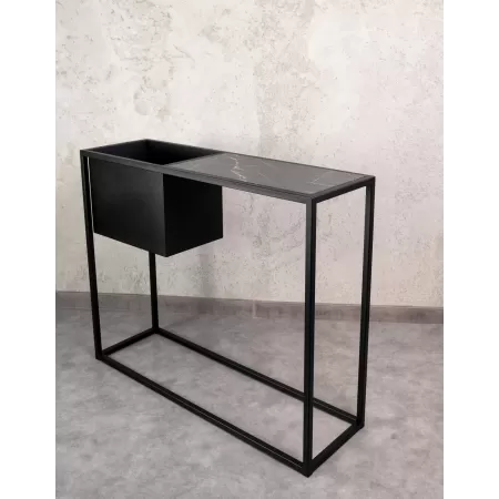 Konsola loftowa z donicą Verde 100×30 cm – Czarna | nowoczesna konsola