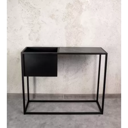 Konsola loftowa z donicą Verde 100×30 cm – Czarna | nowoczesna konsola