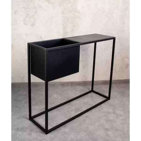 Konsola loftowa z donicą Verde 100×30 cm – Czarna | nowoczesna konsola