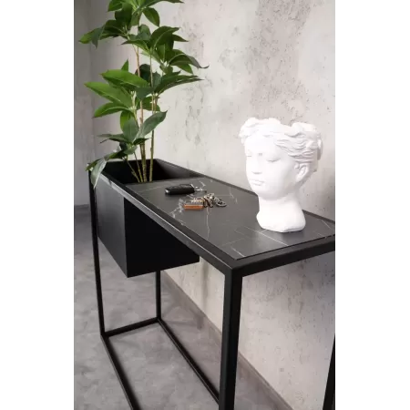 Konsola loftowa z donicą Verde 100×30 cm – Czarna | nowoczesna konsola