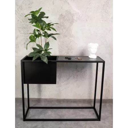 Konsola loftowa z donicą Verde 100×30 cm – Czarna | nowoczesna konsola