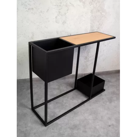 Konsola loftowa z dwiema donicami Verde 100×30 cm – Czarna | nowoczesn