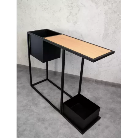 Konsola loftowa z dwiema donicami Verde 100×30 cm – Czarna | nowoczesn