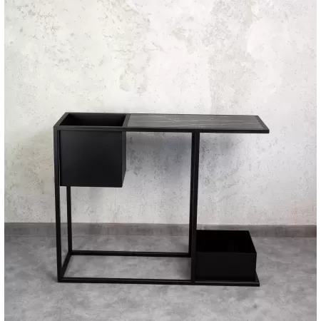 Konsola loftowa z dwiema donicami Verde 100×30 cm – Czarna