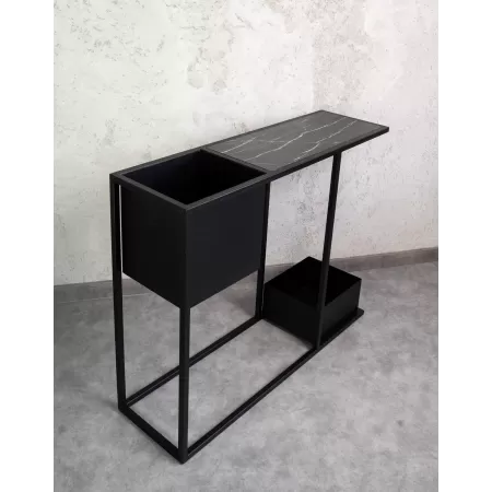Konsola loftowa z dwiema donicami Verde 100×30 cm – Czarna