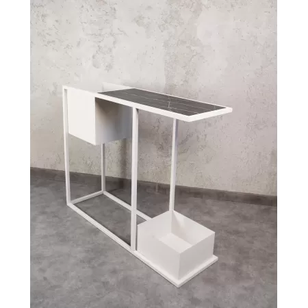 Konsola loftowa z dwiema donicami Verde 100×30 cm – Biała