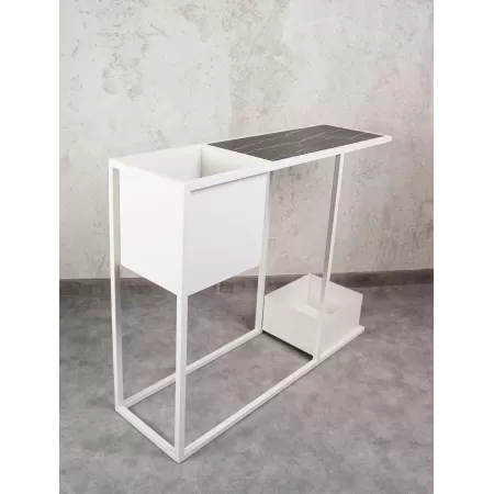 Konsola loftowa z dwiema donicami Verde 100×30 cm – Biała
