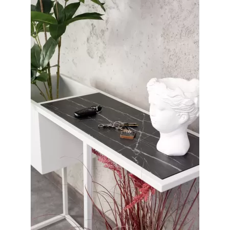 Konsola loftowa z dwiema donicami Verde 100×30 cm – Biała