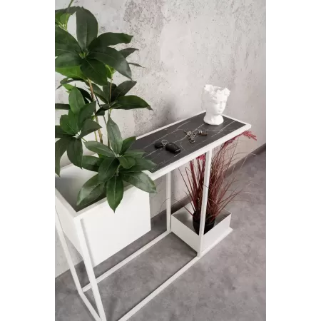 Konsola loftowa z dwiema donicami Verde 100×30 cm – Biała