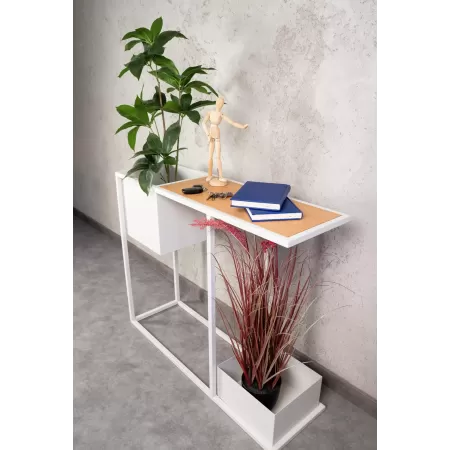 Konsola loftowa z dwiema donicami Verde 100×30 cm – Biała