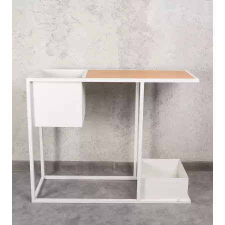 Konsola loftowa z dwiema donicami Verde 100×30 cm – Biała
