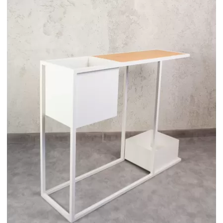 Konsola loftowa z dwiema donicami Verde 100×30 cm – Biała