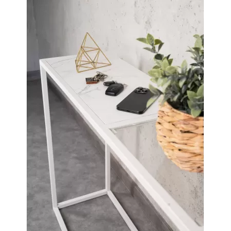Konsola loftowa 100×30 cm – Biała| nowoczesna konsola Loft