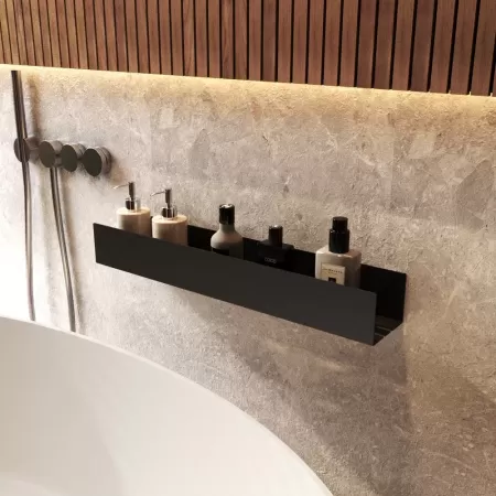 Półka łazienkowa SIDE PLUS 60 cm – czarna, z wysokimi bokami