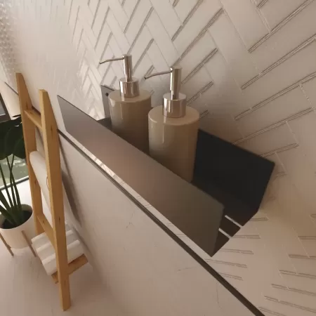 Półka łazienkowa SIDE PLUS 40cm – czarna, z wysokimi bokami
