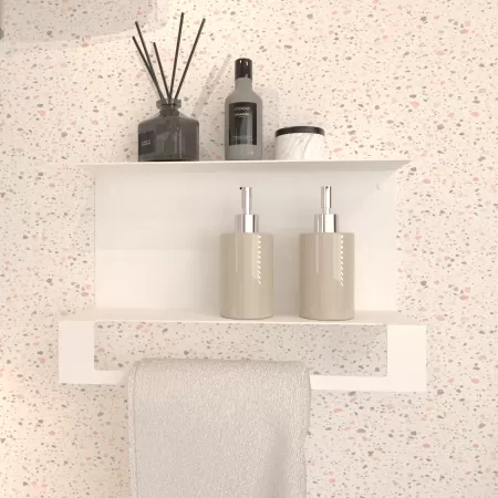 Półka łazienkowa COMBI 40 cm, BIAŁA - dwie półki, uchwyt na ręczniki