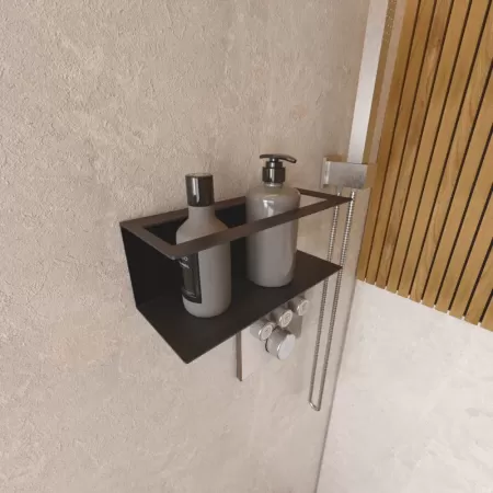 Półka łazienkowa LINER 30 cm, CZARNA - miejsce na szampony