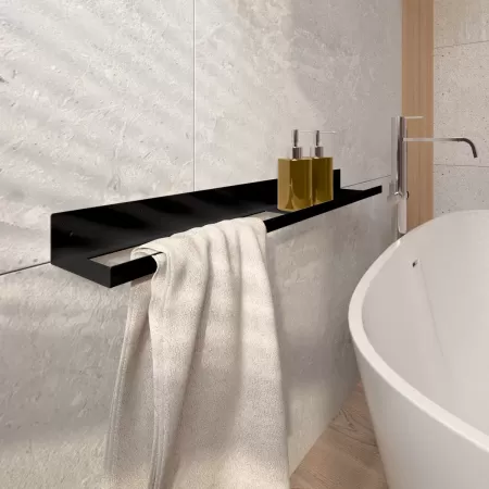 Półka łazienkowa OPEN 80 cm, CZARNA - miejsce na kosmetyki, uchywt ręc