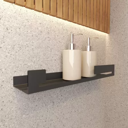 Półka łazienkowa SLIT 40 cm, Czarna z designerską ścianką