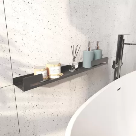 Półka łazienkowa SLIT 60 cm, Czarna z designerską ścianką