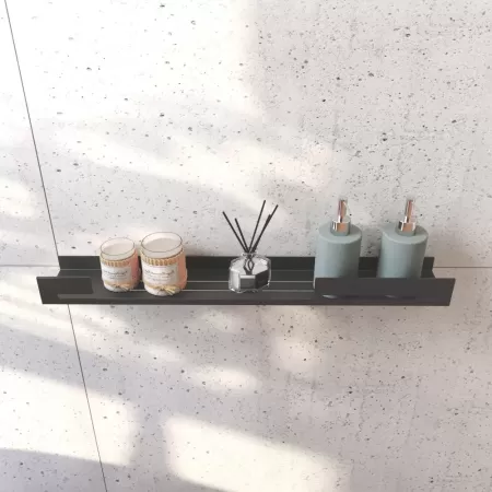 Półka łazienkowa SLIT 60 cm, Czarna z designerską ścianką