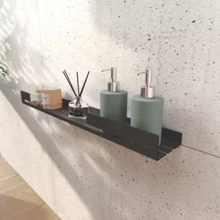 Półka łazienkowa SLIT 60 cm, Czarna z designerską ścianką