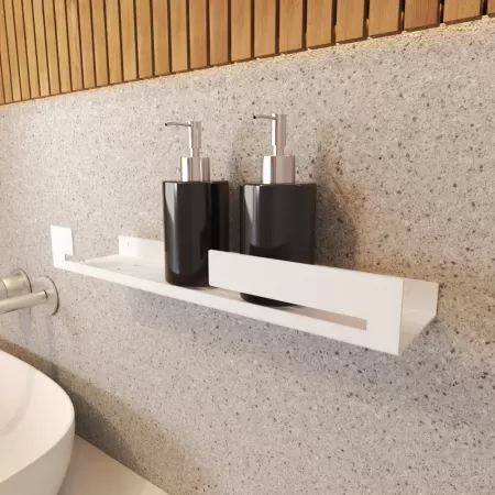 Półka łazienkowa SLIT  40 cm, Biała z designerską ścianką