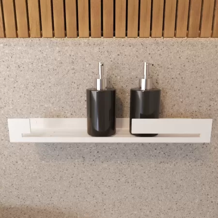 Półka łazienkowa SLIT  40 cm, Biała z designerską ścianką