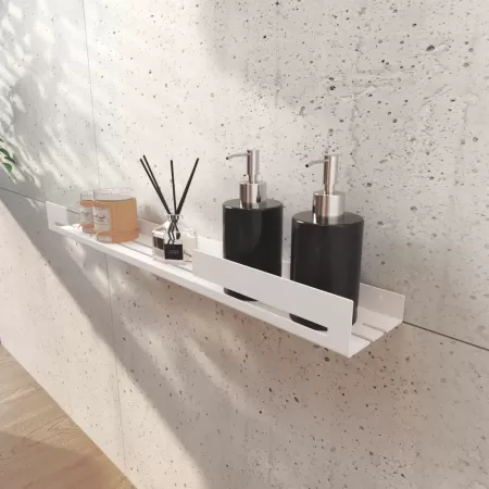 Półka łazienkowa SLIT 60 cm, Biała z designerską ścianką