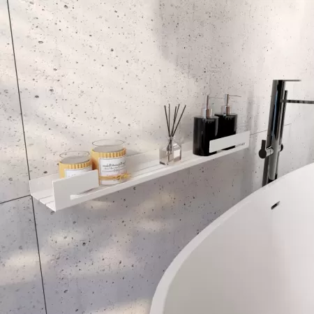 Półka łazienkowa SLIT 60 cm, Biała z designerską ścianką