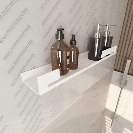 Półka łazienkowa SLIT 50 cm, Biała z designerską ścianką