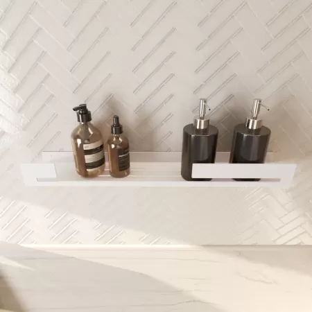 Półka łazienkowa SLIT 50 cm, Biała z designerską ścianką