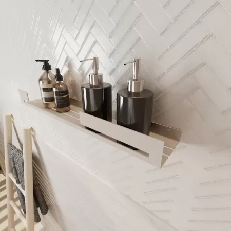 Półka łazienkowa SLIT 50 cm, Kaszmir z designerską ścianką