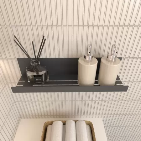 Półka łazienkowa IRONA 40 cm, Czarna z wysoką ścianką wewnętrzną
