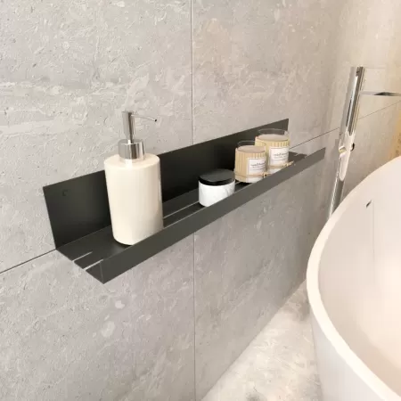 Półka łazienkowa IRONA 60 cm, Czarna z wysoką ścianką wewnętrzną