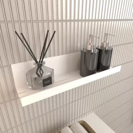 Półka łazienkowa IRONA 40 cm, Biała z wysoką ścianką wewnętrzną