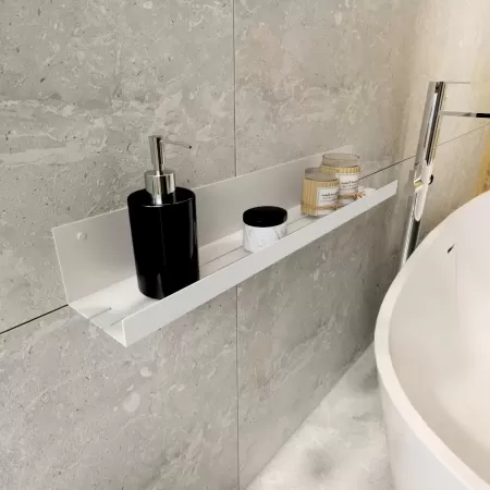 Półka łazienkowa IRONA 60 cm, Biała z wysoką ścianką wewnętrzną