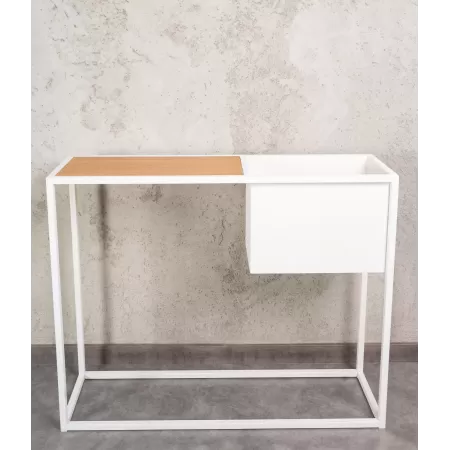 Konsola loftowa z donicą Verde 100×30 cm – Biała | nowoczesna konsola