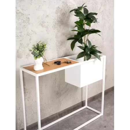 Konsola loftowa z donicą Verde 100×30 cm – Biała | nowoczesna konsola