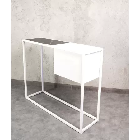 Konsola loftowa z donicą Verde 100×30 cm – Biała | nowoczesna konsola