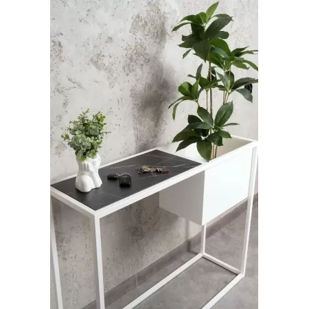 Konsola loftowa z donicą Verde 100×30 cm – Biała | nowoczesna konsola