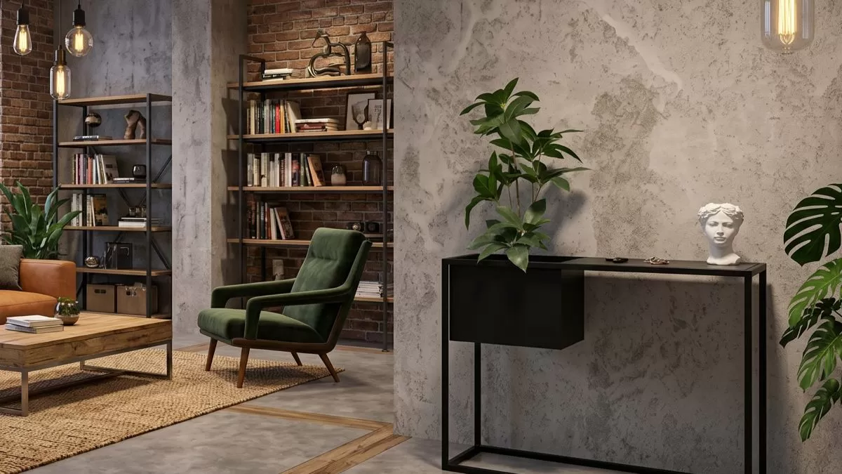 Konsola z donicą do salonu – Styl Loft i Urban Jungle